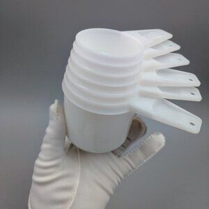 Vintage Tupperware Measuring Cups - Complete Nesting Set of 6 - Sheer White